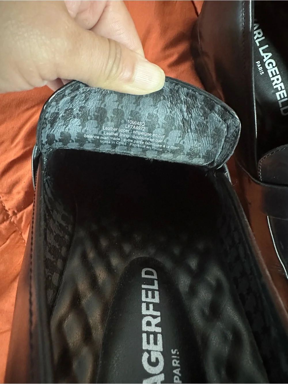 Karl Lagerfeld Black Leather Slip-On Loafers